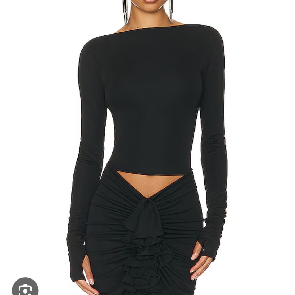 HELSA Matte Jersey Long Sleeve Top in Black